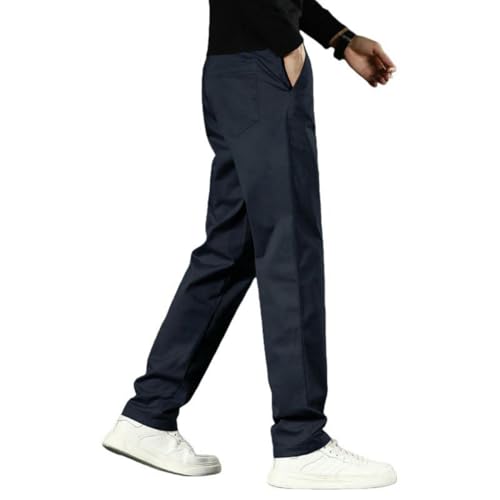 Pantalon coton doublé homme bleu marine avec ceinture élastique confortable