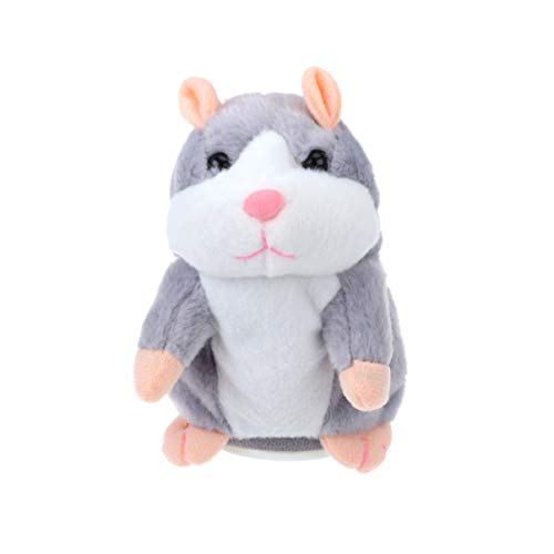 NUOBESTY Talking Hamster Toy Repeats What You Say Plush Toy Electronic Sound Record Plush Mimicry Hamster Mouse (Grey 16cm)