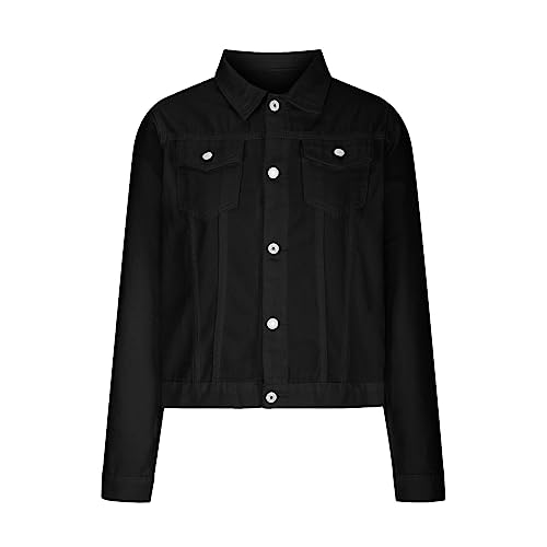 Women’s Denim Jacket Long Sleeve Button down Jean Coat Spring Fall Casual Slim Fit Short Trucker Jackets with Pockets2