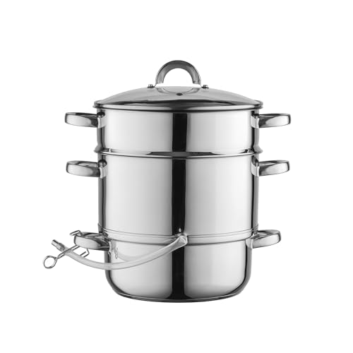 Florina Entsafter 7 l | Induktion Dampfentsafter FRUIT aus 18/10 Edelstahl | Fruchtenentsafter mit Glasdeckel | 10,5 l Füllvolumen | Induktionsgeeignet | Entsaften von Obst &...