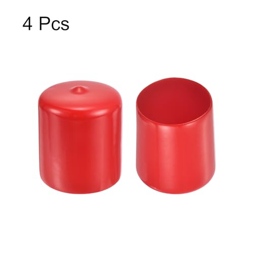 Image of uxcell 4pcs Rubber End Caps 1 7 /16 inch(37mm) ID Vinyl Round End Cap Cover Screw Thread Protectors Red, 30mm Height