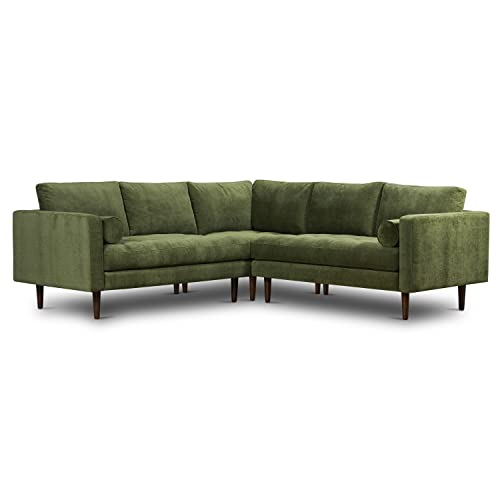 Image of Poly & BARK Napa Fabric Corner Sectional Sofa in Distressed Green Velvet