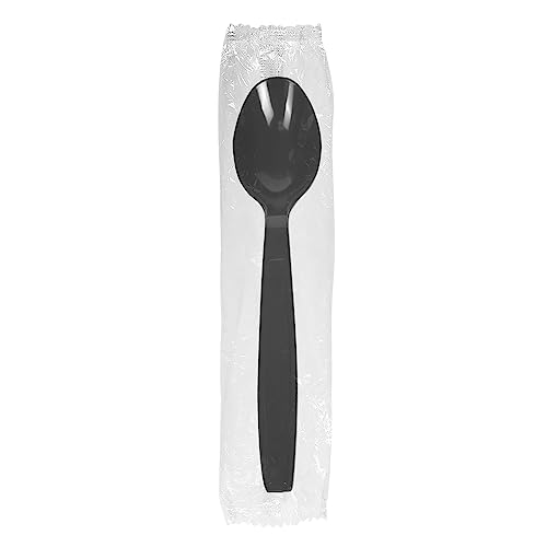Foodservice Wrapped Black Plastic Teaspoon - 1000 / CS