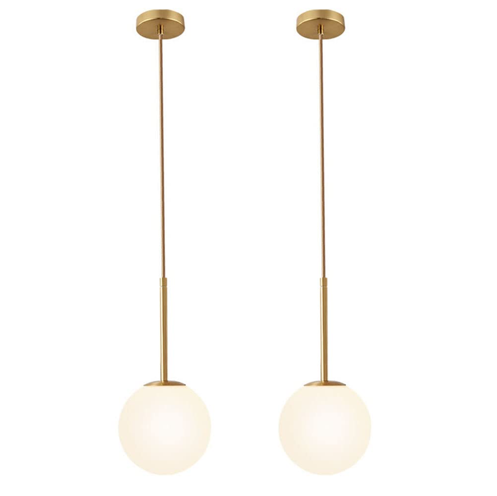 Lampada A Sospensione Moderna, Paralume A Sfera Di Vetro Bianco Smerigliato E27 A Sospensione Per Il Corridoio Della Cucina Camera Da Letto Per Soggiorno,2pcs
