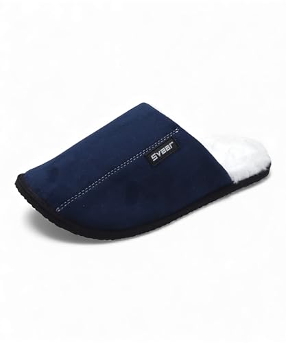 Image of SVAAR Men's Warm Winter Slippers, Cozy Fur Flip Flop Slip-On House Shoes, Indoor Bedroom Slides & Closed-Toe Home Clogs Sandals