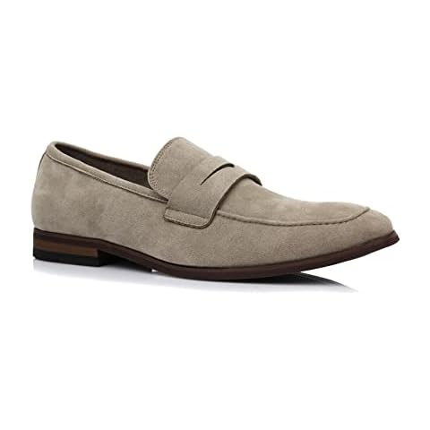 Ferro Aldo Dylan MFA19671 Classic Moc-Toe Penny Loafers for Men Beige Suede 8.5 Cover