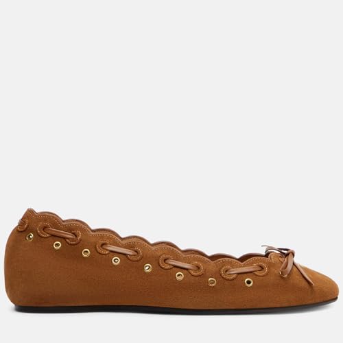 Ballet Flats for Women Slip on Round Toe Suede Loafers with Bowknot Strap Comfort Party Dressy Shoes3