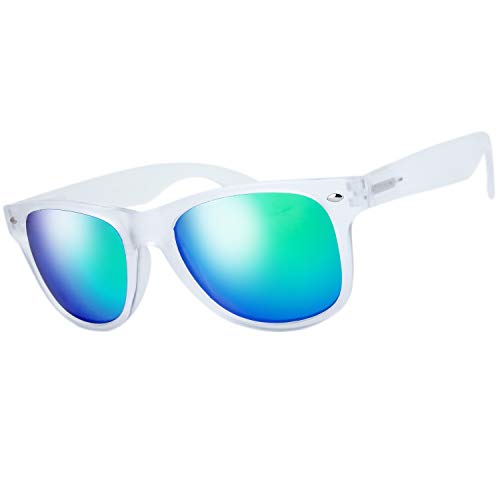 The Fresh FR10004 Matte Frosted Frame Reflective Colored Mirror Lens Horn Rimmed Sunglasses cover