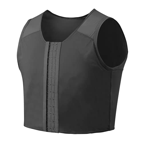 Idtswch Brustbinder für Transgender FTM Binder Trans Tomboy Kompressions BH Tanktop (XXL, Black) Cover