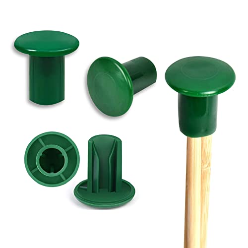 Jc.upin 24 Cane Toppers Caps Green Rubber Garden Bamboo Cane Topper Protectors for Bamboo Sticks/Canes Plant Stakes