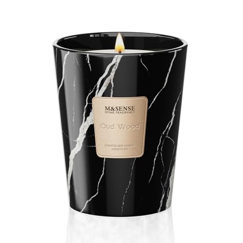 M&SENSE Scented Candles Gifts for Women 400g Oud Wood Natural Soy Wax Candles 75H Long Burning Aromatherapy Candles Gift for Men Perfect Halloween Christmas Wedding Gifts