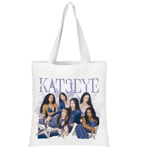Image of yumcute 1 PCS Kpop Merch Canvas Tote Bag, Reusable Large Tote Bags for Women for Picnics, Village Markets, Coffee Runs, Shoulder Bag with Sturdy Handle for Music Lovers Gift, 40 x 35 cm
