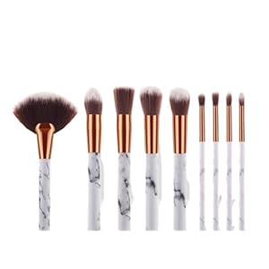 MADALIAN 9 marble makeup brush sets, beauty tools, powder dispersal brush fan-shaped