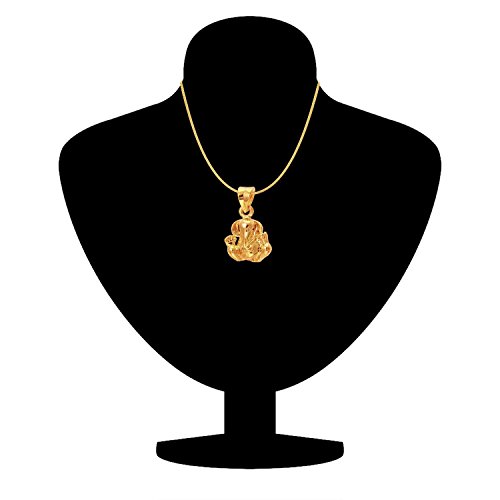Mahi Exa Collection Ganesh Gold Plated Religious God Pendant with Chain for Men & Women PS6012012G
