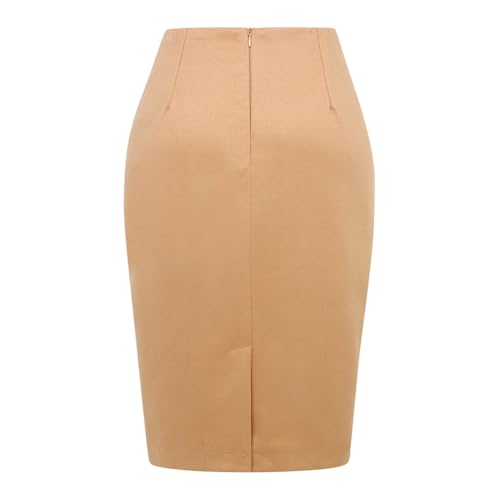 Kinghua Womens Wool Plaid Pencil Skirt Fall Winter High Waisted Slit Bodycon Knee Length Midi Skirt2