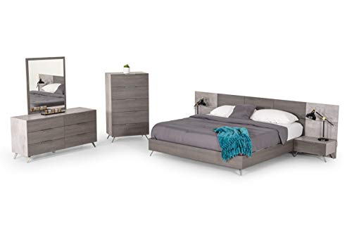 Limari Home LIM-75453A Abele Collection Modern Style Bedroom Italian Matte & Faux Concrete Laminate Nightstand With 1 Soft-Closing Drawer & Stainless Steel Handles & Legs thumb #2