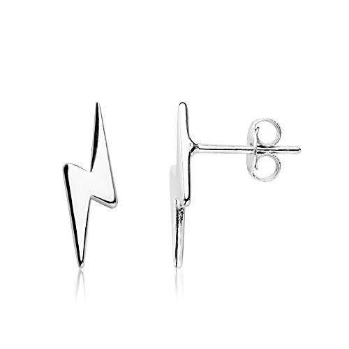Brincos raio prata de lei 925 fecho pressão brilho jóias para mulher, Metal Prata esterlina, Sem pedra preciosa