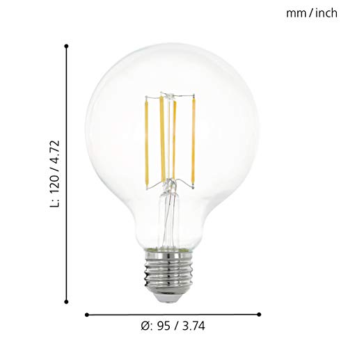 Eglo LED Filament Light Bulb, E27 Globe for Retro Lighting 8 watt (Equivalent to 75 watt), 1055 Lumen, Warm White Glow - Image 4