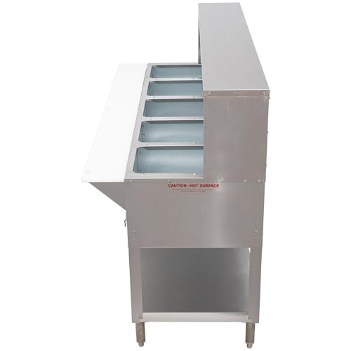 kratos commercial electric steam tablehot food table with overshelf and sneeze guard 5 wells stainless steel stationary nsf 240v 28w-195