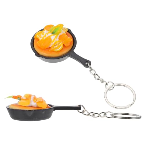 MALUGOGO Mini llavero de sartén realista con colgante de modelo de comida para bolsa y...