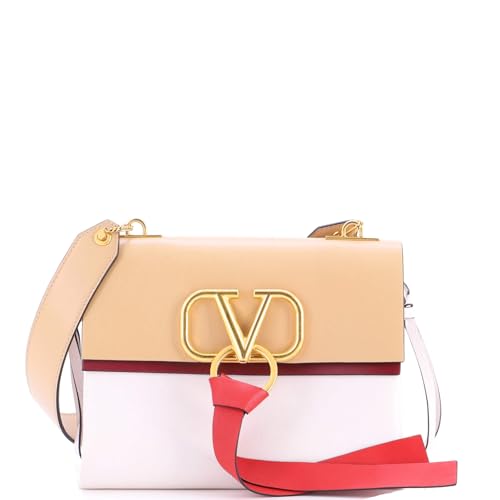 Valentino Garavani, Pre-Loved VRing Shoulder Bag Leather Small, White