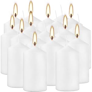 20 Pcs Bulk Long Burning Wax Pillar Candles 2″ x 4″ Dripless Unscented Smokeless for Wedding Party Spa Lantern Fireplace Home(White)