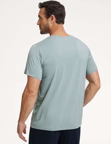 GYS Men's Short Sleeve Shirts Soft Bamboo-derived Viscose Casual Crew Neck Pajama Top2