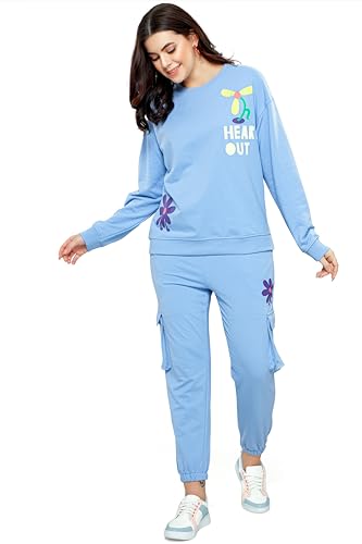 Image of ZEYO Women Cotton Track Suit Conversational Printed Co-ords Set
