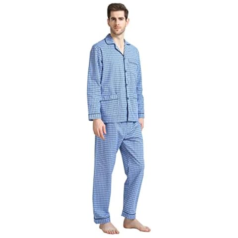 GLOBAL Pijamas para Hombres de Algodón con Botones Cover