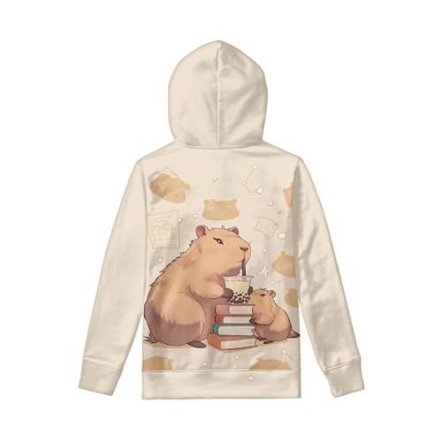 Capybara Hoodies Graphic Sweatshirt for Kids Girl 8T-10T Book Lover Pullover Hoodie Long Sleeve Shirt with Pocket Athletic Workout Sweatshirt Back to School Fall Outfits2