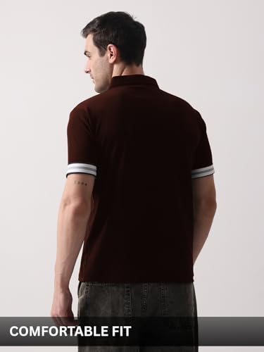 Image of Leriya Fashion T Shirt for Men | Polo T-Shirt for Man | Men's Half Zip Polo | Lightweight Breathable Summer Wear | Textured Knit Casual Stylish Tee | Short Sleeve Smart Casual Top for Man