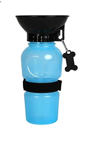 Wouapy Bebedero para Perros Portátil Tipo Fuente (500 ml, Azul). Botella de Agua con Cuenco para Perros Grandes, Cachorros de Plástico. Accesorios para Mascotas, Talla única E0642