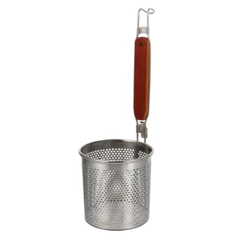 Colador de acero inoxidable resistente al calor y mango de madera noble 2