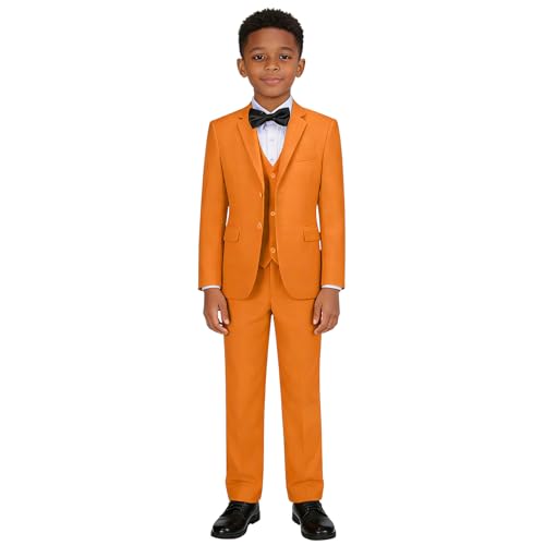 Boy Suits 5 Pieces Formal Suit Set with Adjustable Waist Kids Dress Suit for Wedding Prom