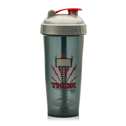PERFORMA Marvel Shaker - Original Series, Leak Free Protein Shaker Bottle With Actionrod Mixing Technology For All Your Protein Needs! Shatter Resistant & Dishwasher Safe (Thor)(28oz)
