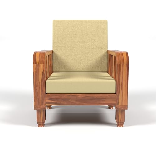 Image of Solid Sheesham Wood Single Seater Sofa - Perfect Sofa Chair for Your Elegant Living Room (Design 17)