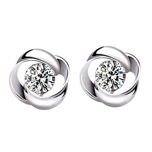 Pendientes de botón antialérgicos de plata 925 con cristal redondo brillante