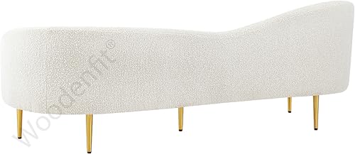 Image of Rosewood Luxury Curved Sofa in Premium Boucle Fabric | Solid Wood Structure | High Density Foam | Sturdy Golden Legs | Comfortable & Stylish Couch for Modern Living Room (Cream, 3 Seater)