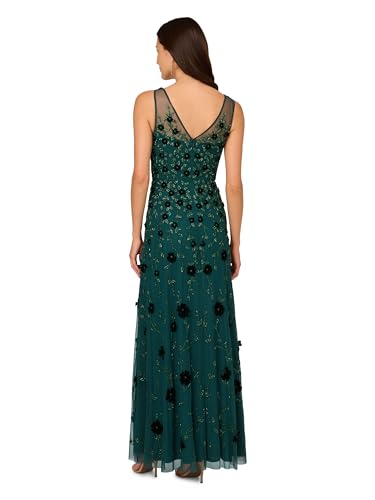 Adrianna Papell Women's Beaded Mesh Illusion Dress2