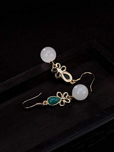 Boucles d'oreilles papillon en néphrite naturelle de style chinois rétro