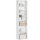 VASAGLE Bücherregal, 6-stöckiges Regal, offenes Aufbewahrungsregal, Standregal, 24 x 40 x 178,5 cm, für Wohnzimmer, Homeoffice, Esszimmer, wolkenweiß LBC167T14