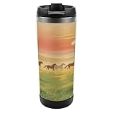 Travel Mug Sea Grassland at Dawn Kaffeetasse Wiederverwendbarer Isolierter...