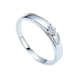 Homxi Anillos Alianza de Oro Blanco Hombre 9K, Simple Redondo con Diamante de 0,1ct, Anillo Eternidad Hombre Plata, Talla 23(63mm)
