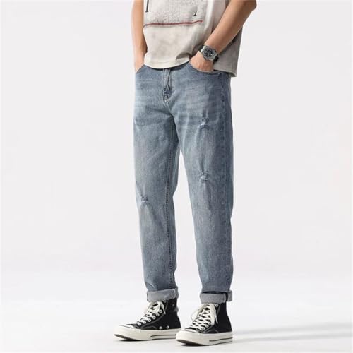 Men's Loose Straight Leg Blue Denim Jeans Retro Washed Retro Style2