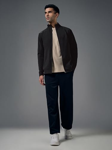 Image of TECHNOSPORT Men's Regular Fit Solid Mock Collar Jacket With Elasto Plus for Sports, Gym & Regular Use