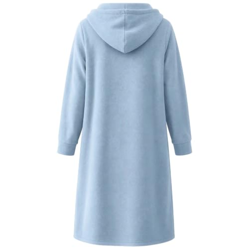 Zip Up Robes for Women Long Soft Housecoat Hooded Bathrobe with Pockets - image 3