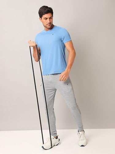 Image of TECHNOSPORT Men's Slim Fit Polyester Activewear Sports T-Shirt with Moisture-Wicking Comfort for Workout, Running & Gym