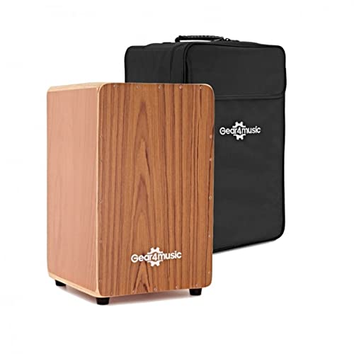 Gear4music Cajon Tambor con almohadilla y Funda de Transporte Teca