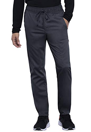 Cherokee Joggers for Men Modern Fit Scrub Pant with Drawstring Waistband, 5 Pockets, Soft 2-Way Stretch Fabric - WW012S, XL Short, Pewter