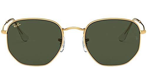 Image of Ray-Ban Men-Women Wrap-Around Sunglasses Gold Frame Green Lens Medium